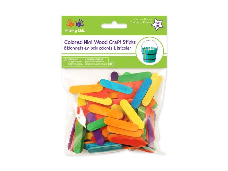 Multicraft Imports Mini Craft Sticks-Colored 2.6" 120/Pkg - Image 1